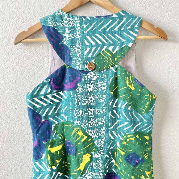 Anthropologie Vanessa Virginia Hibiscus Embroidered Floral Printed Shift Dress 4 - Picture 4 of 5